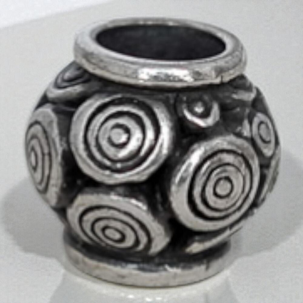 Brighton Round Spacer Charm Bead Etched Circle Design Silver Plated Retired